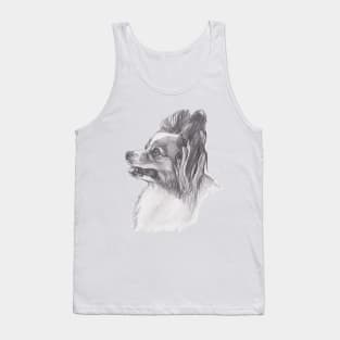 Classic Papillon Dog Profile Drawing Tank Top